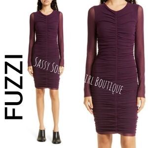 🆕⭐FUZZI plum purple ruched midi dress